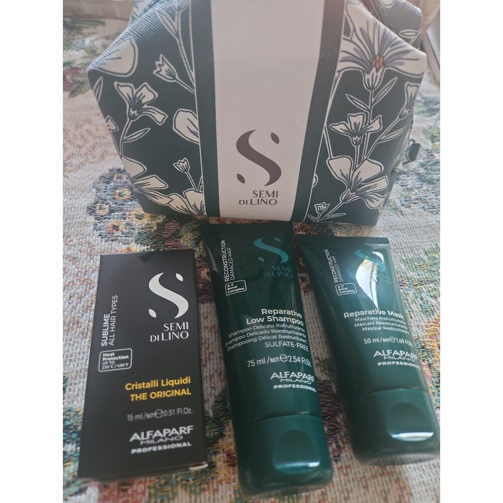 AlfaParf Semi Di Lino Cristalli Liquidi Illuminating Serum, Shampoo And Mask Set